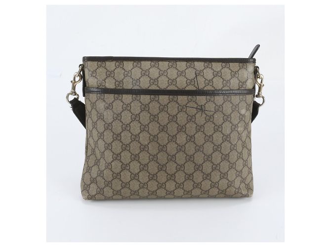 Sac bandoulière et épaule Gucci GG Supreme en cuir Marron Beige - vue 3