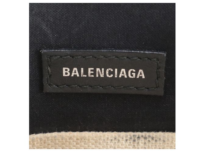 Borsa a tracolla Balenciaga Navy Pochette in pelle e tela Nero Crudo - vista 9
