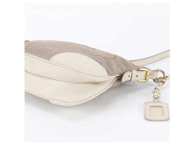 Bolso de hombro/Bolso bandolera Prada de piel y lona Castaño - vista 4