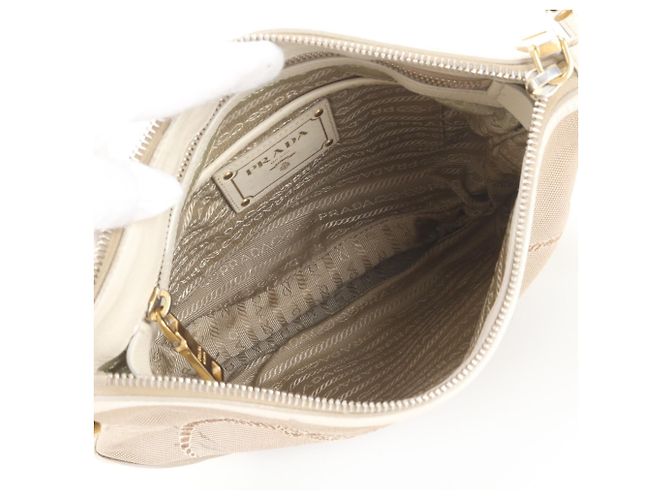Bolso de hombro/Bolso bandolera Prada de piel y lona Castaño - vista 7
