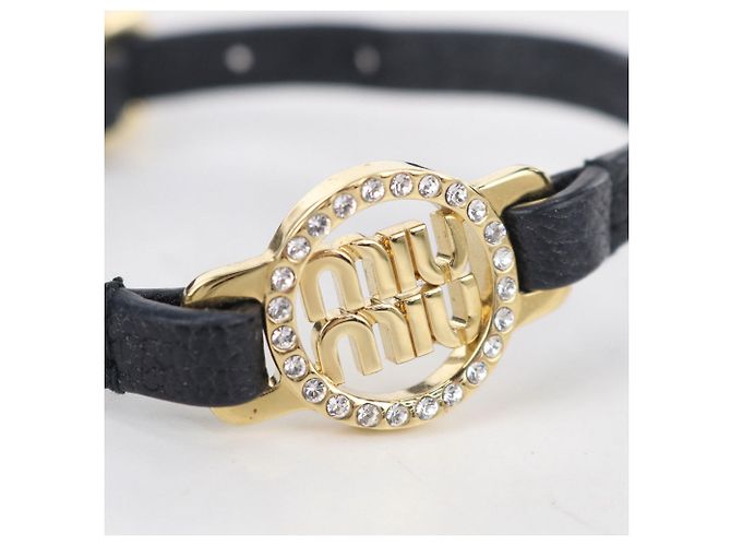 Miu Miu Armband mit Anhänger aus schwarzem Leder - Ansicht 2