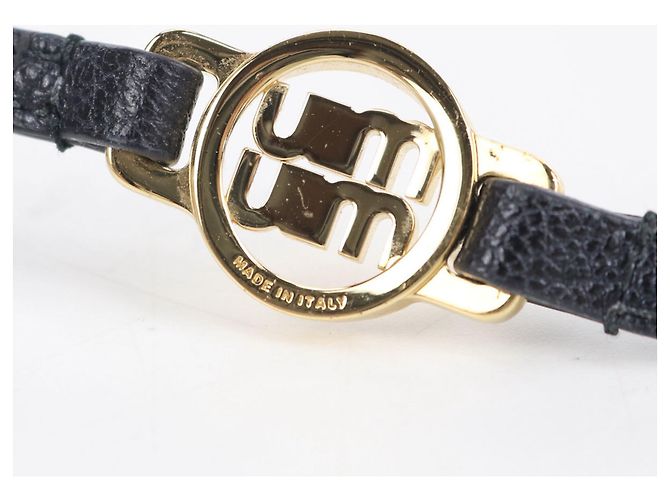 Miu Miu Armband mit Anhänger aus schwarzem Leder - Ansicht 3