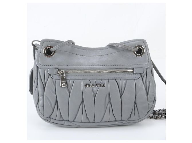Bolso bandolera con cadena Miu Miu Matelassé Castaño - vista 3
