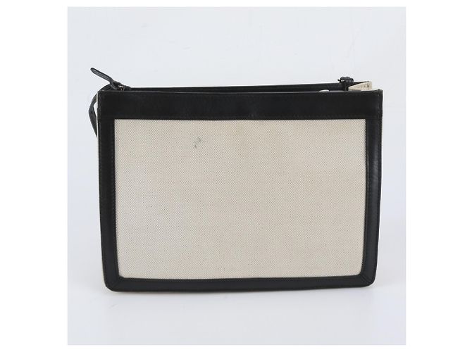 Balenciaga Navy Pochette Schultertasche aus Leder und Canvas Schwarz Roh - Ansicht 3