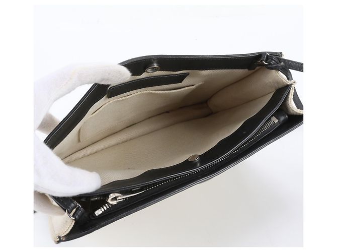 Balenciaga Navy Pochette Schultertasche aus Leder und Canvas Schwarz Roh - Ansicht 7