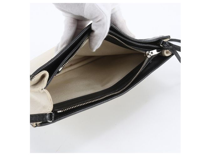 Balenciaga Navy Pochette Schultertasche aus Leder und Canvas Schwarz Roh - Ansicht 8