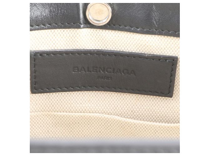 Balenciaga Navy Pochette Schultertasche aus Leder und Canvas Schwarz Roh - Ansicht 9