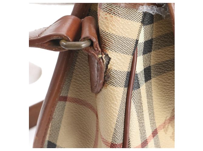 Sac bandoulière en cuir Burberry Nova Check Beige - vue 10