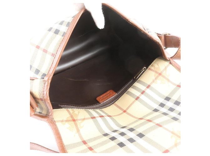 Sac bandoulière en cuir Burberry Nova Check Beige - vue 7