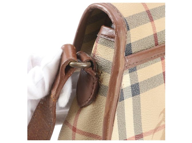 Sac bandoulière en cuir Burberry Nova Check Beige - vue 9