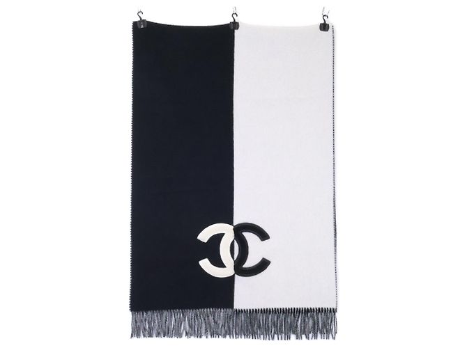Chanel Bicolor Kaschmir-Schal/Stola Schwarz Weiß - Ansicht 2