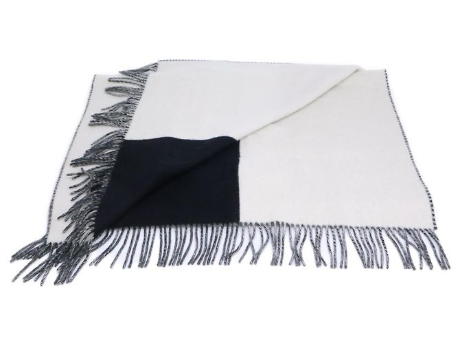 Chanel Bicolor Kaschmir-Schal/Stola Schwarz Weiß - Ansicht 3