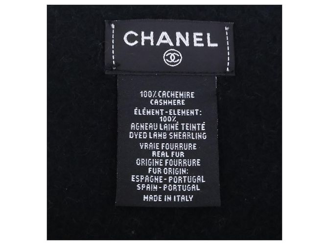Chanel Bicolor Kaschmir-Schal/Stola Schwarz Weiß - Ansicht 4