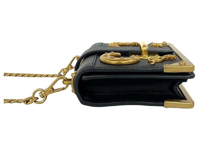 Prada Cahier Studded Logo Hardware Mini Pouch Black - view 5