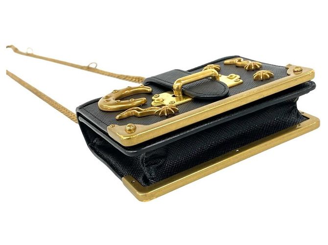 Prada Cahier Studded Logo Hardware Mini Pouch Black - view 7