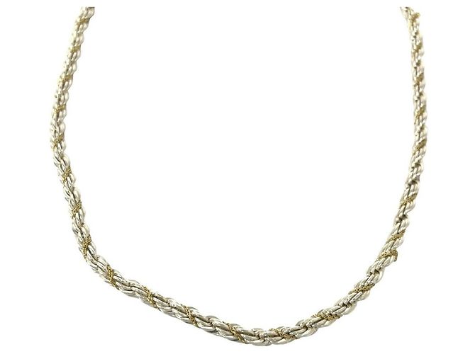 Autre Marque Tiffany Twist Rope Halskette Silber Golden - Ansicht 4