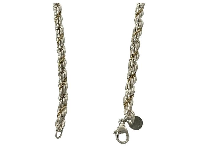 Autre Marque Tiffany Twist Rope Halskette Silber Golden - Ansicht 5