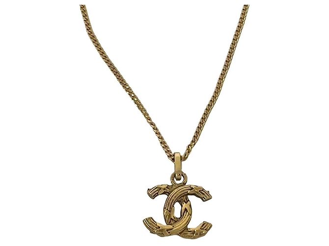 CHANEL Vintage Coco Mark Motiv Halskette Golden - Ansicht 5