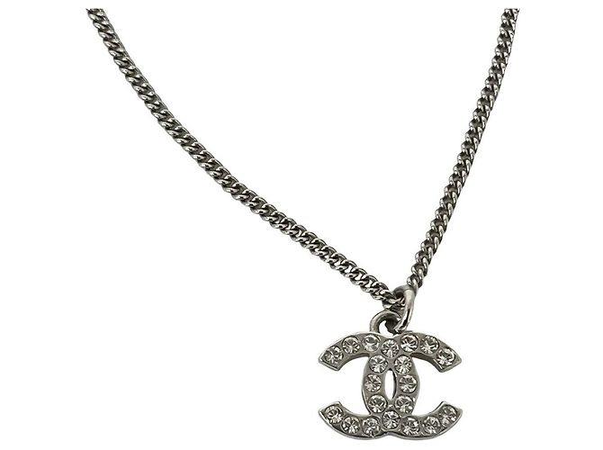 Colar CHANEL Coco Mark em metal e strass Prata - vista 4