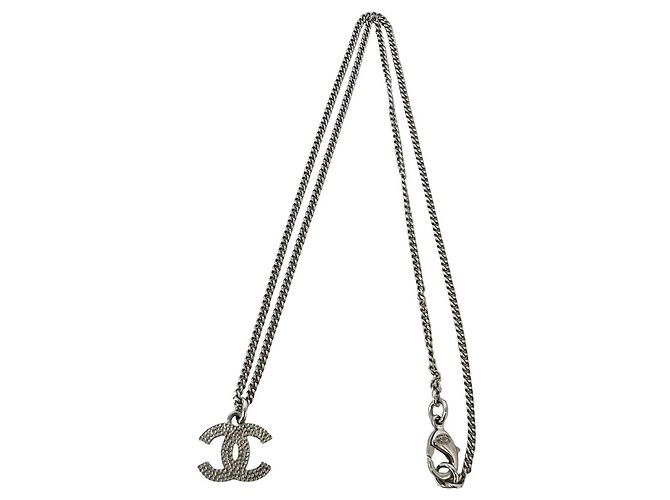 Colar CHANEL Coco Mark em metal e strass Prata - vista 6