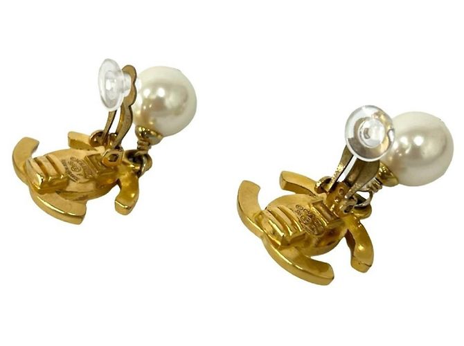 Chanel Vintage Coco Mark Gold Clip Earrings Golden - view 6