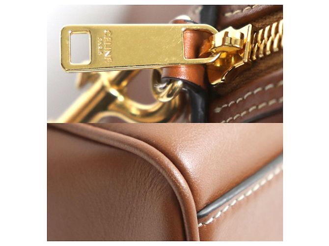 Céline Bolso de hombro 2-Way Boston Small Celine Cuir Triomphe Castaño - vista 6