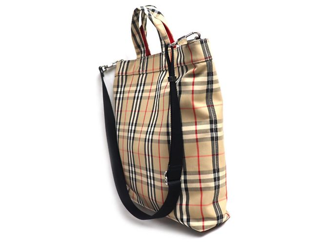 BURBERRY Vintage Check 2-Way Schultertasche Schwarz Rot Beige - Ansicht 2
