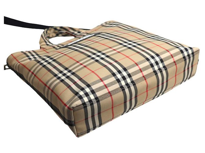 BURBERRY Vintage Check 2-Way Schultertasche Schwarz Rot Beige - Ansicht 3