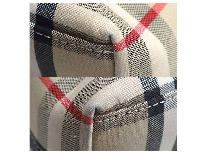 BURBERRY Vintage Check 2-Way Schultertasche Schwarz Rot Beige - Ansicht 8