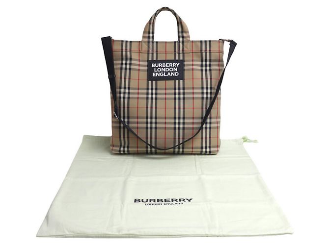 BURBERRY Vintage Check 2-Way Schultertasche Schwarz Rot Beige - Ansicht 9