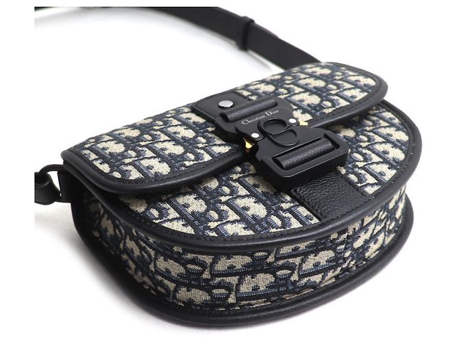 Borsa a tracolla Christian Dior Dior Gallop Oblique Jacquard Blu navy - vista 3