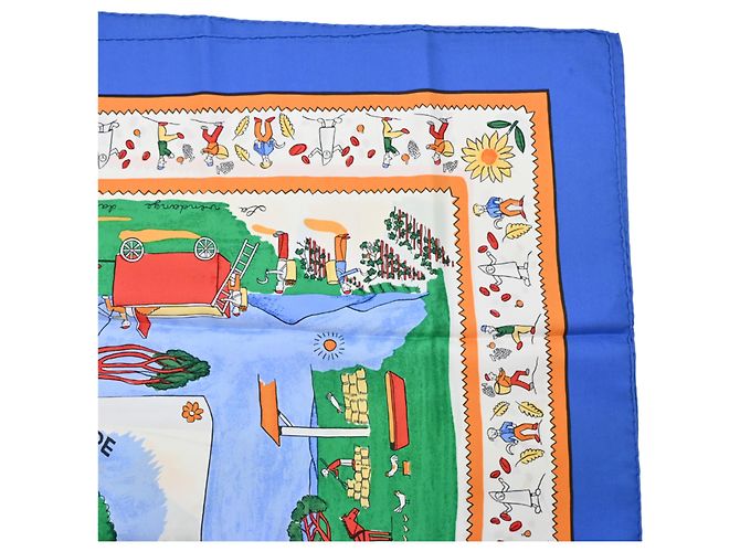 Hermès Pañuelo Hermes Carre 90 RETOUR A LA TERRE para mujer Azul Multicolor Verde Naranja - vista 5
