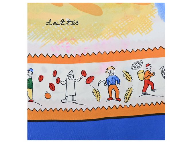 Hermès Pañuelo Hermes Carre 90 RETOUR A LA TERRE para mujer Azul Multicolor Verde Naranja - vista 8