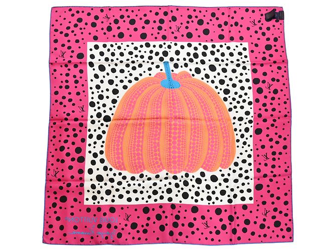 Louis Vuitton Carre 90 Pumpkin Yayoi Kusama Scarf Weiß Mehrfarben Orange Lila - Ansicht 2