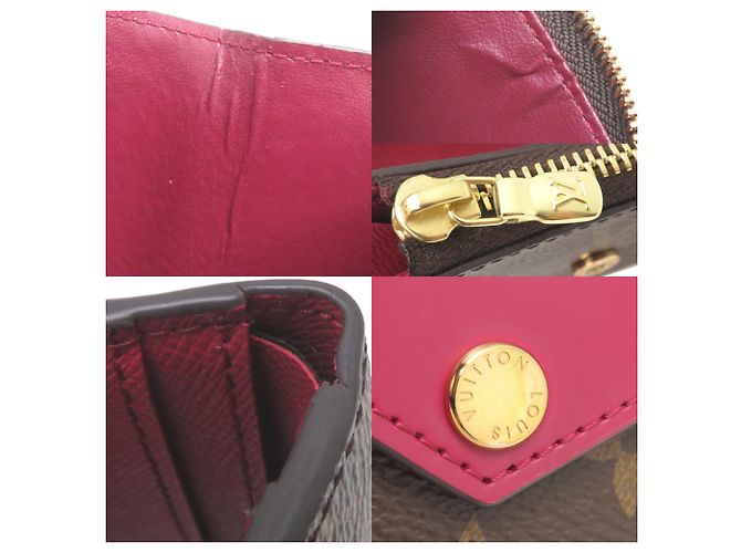 Louis Vuitton Portefeuille Zoe Women's Tri-fold Wallet Castaño - vista 10