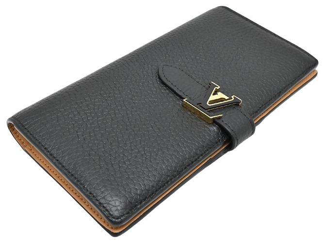 Carteira Longa Louis Vuitton em Couro Taurillon Preto Bege - vista 4