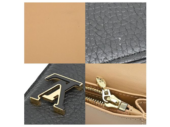 Carteira Longa Louis Vuitton em Couro Taurillon Preto Bege - vista 8