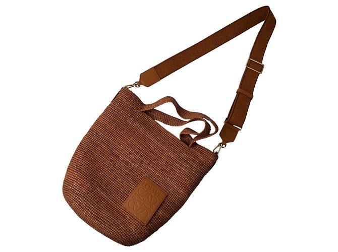 Loewe Mini Slit Bag Brown Raffia and Leather - view 8