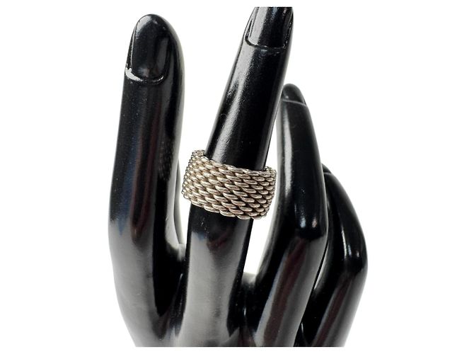 Autre Marque Anel Tiffany & Co. Somerset Mesh Prata - vista 3