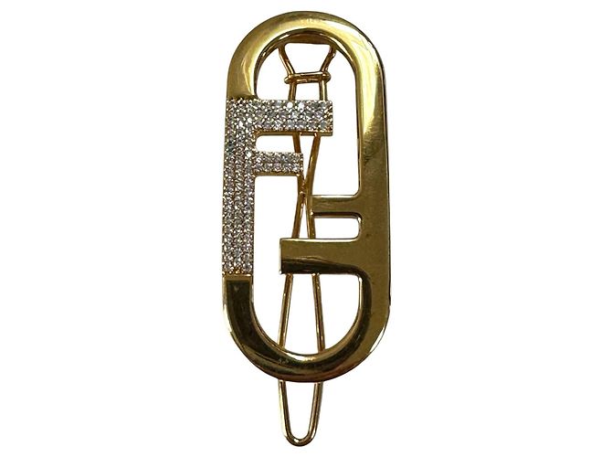 Fendi Gold Strass-Brosche Golden - Ansicht 2