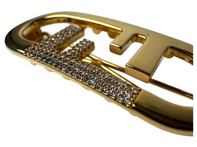 Fendi Gold Strass-Brosche Golden - Ansicht 9