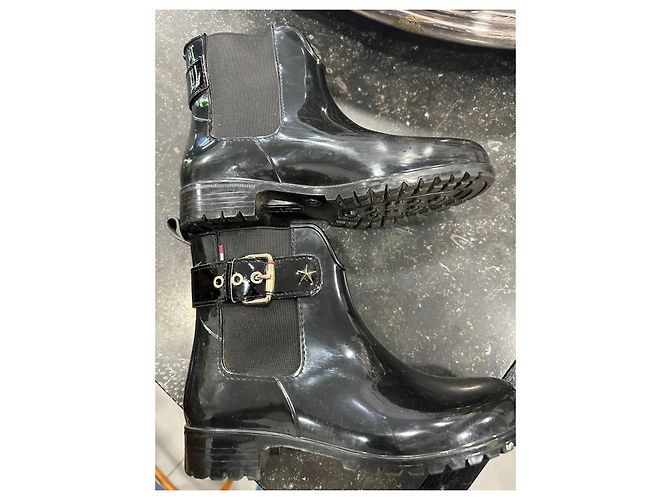 Tommy Hilfiger Botas de lluvia negras de goma charol - vista 3