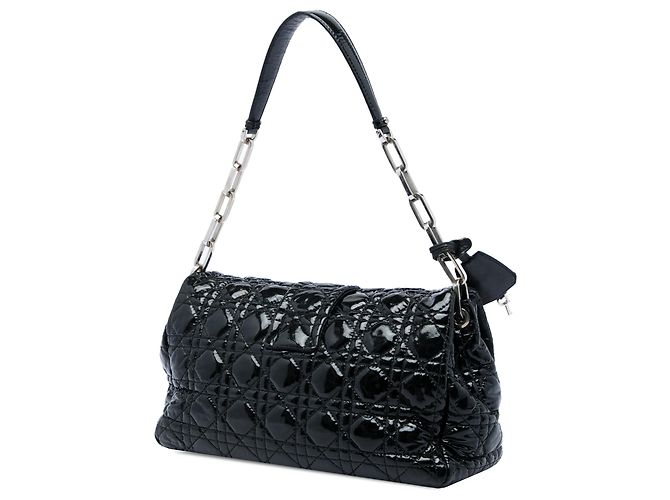 Borsa a tracolla Dior New Lock in vernice nera Cannage Nero - vista 2