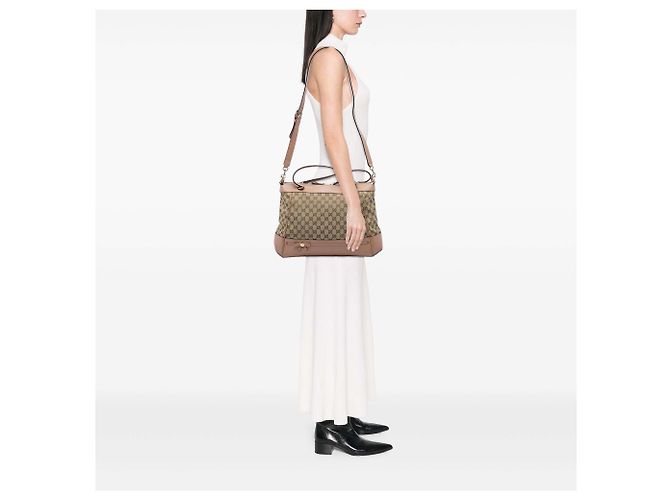 Borsa Mayfair Gucci in tela GG beige - vista 5