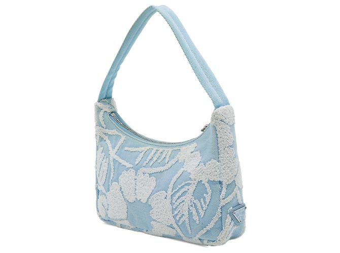 Bolso de hombro Prada Re Edition 2000 Mini de drill bordado azul Azul claro - vista 2