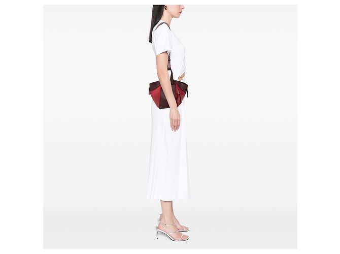 Bolsa Hammock LOEWE Pequena Bicolor em Pele de Bezerro Vermelha Marrom Vermelho - vista 6