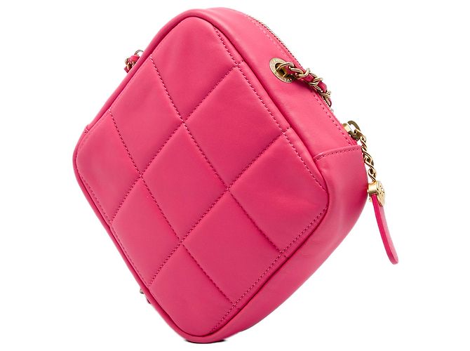 Chanel Pink CC gesteppte Lammleder Diamond Clutch mit Kette - Ansicht 2