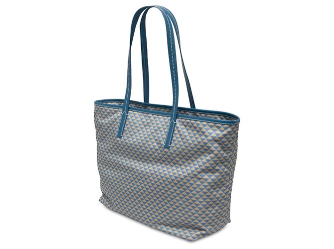 Tote Prada em Tessuto Symbole Triangolo azul com acabamentos em Saffiano Azul claro - vista 2