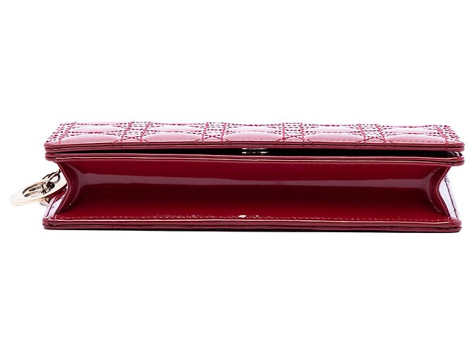 Clutch convertibile con catena Lady Dior in vernice rossa Cannage di Dior Rosso - vista 3