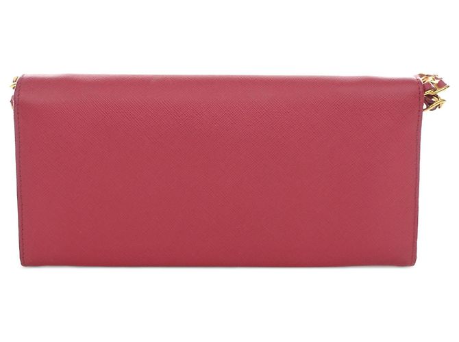 Carteira com corrente Prada em Saffiano rosa - vista 2